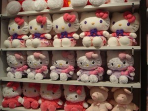 Hello Kitty dolls on shelf